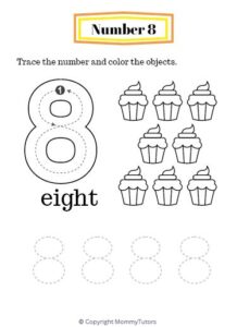 Preschool - Number 8 Tracing and Coloring