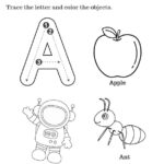 Trace and color the objects with Letter A