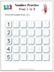 Preschool - Number Tracing 1-5