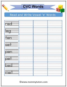 Vowel_e_cvc_words_writing