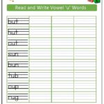 CVC word worksheet for vowel u