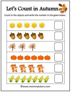 Count and write autumn elements