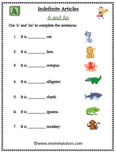 Indefinite Articles - A and An (Animals)