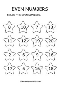 Color the even numbers 1 - 20