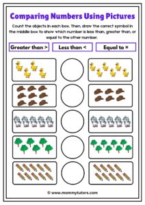 Comparing numbers using pictures