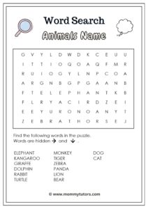 Word Search - Animals Name