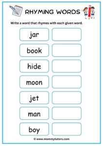 Write rhyming words