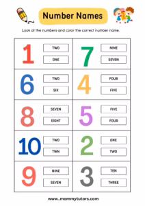number names kindergarten