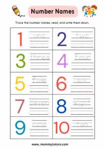 write number names for kg kids