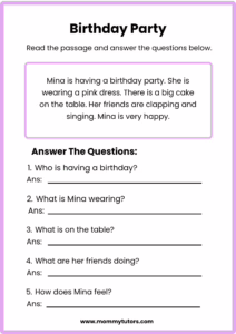 Birthday Party - Reading Comprehension